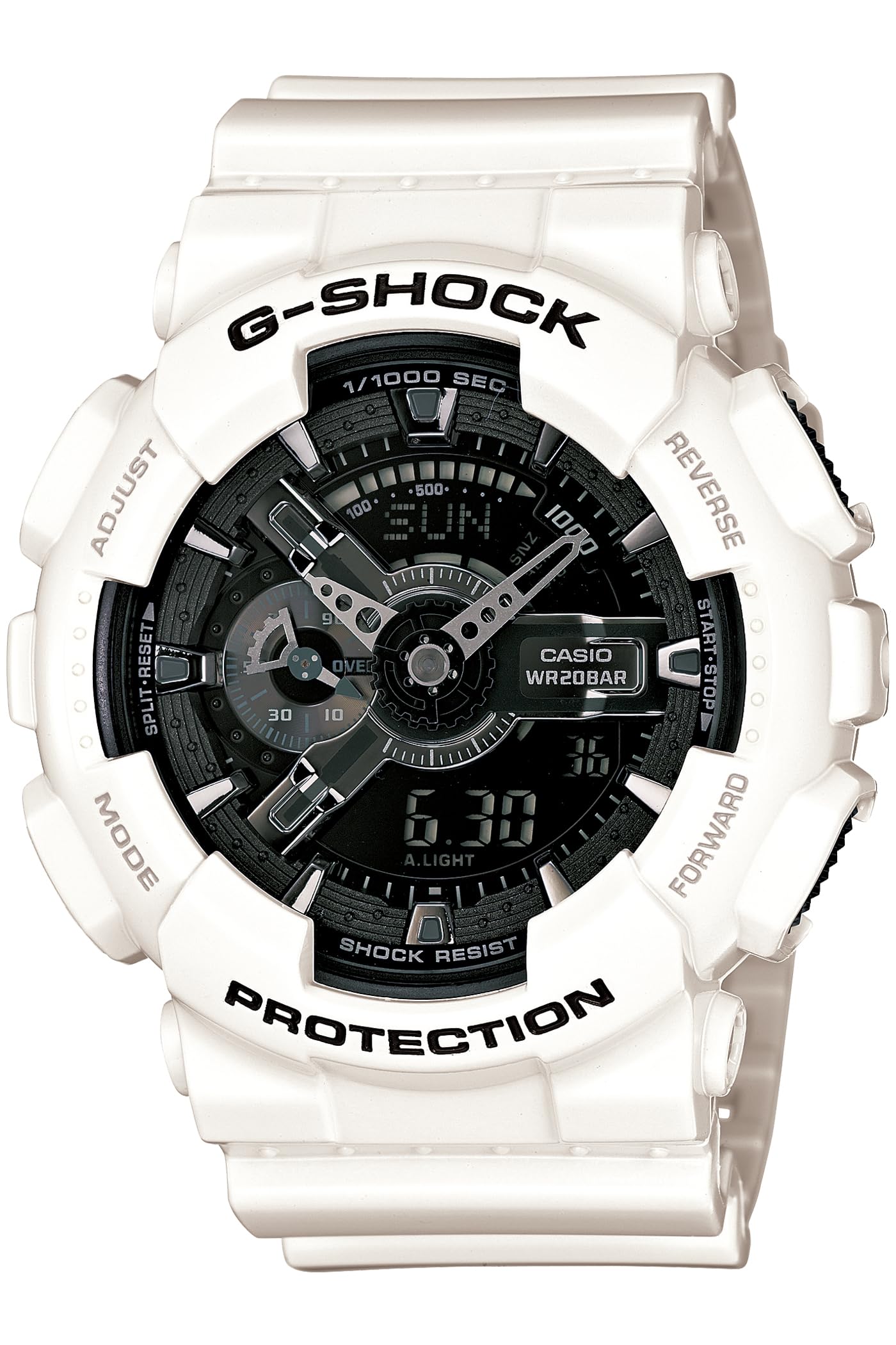 카시오 지샥 화이트앤블랙 GA-110GW-7AJF 아날로그 디지털 시계 화이트 블랙