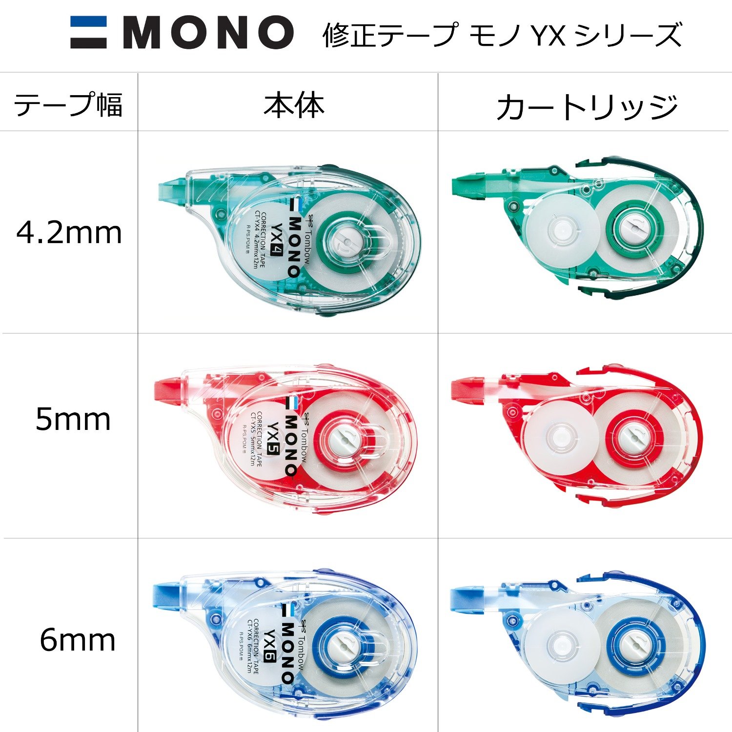 톰보 MONO YX 리필형 수정테이프 5mm 12m 10개입 이미지 5