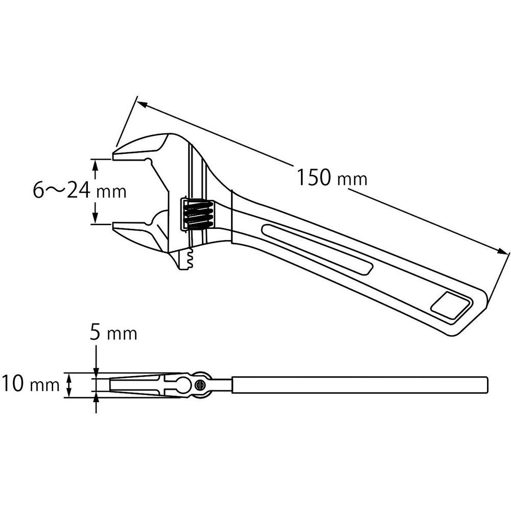 롭텍스 하이브리드 몽키X 그립 UM24XD 150mm 몽키렌치 이미지 4