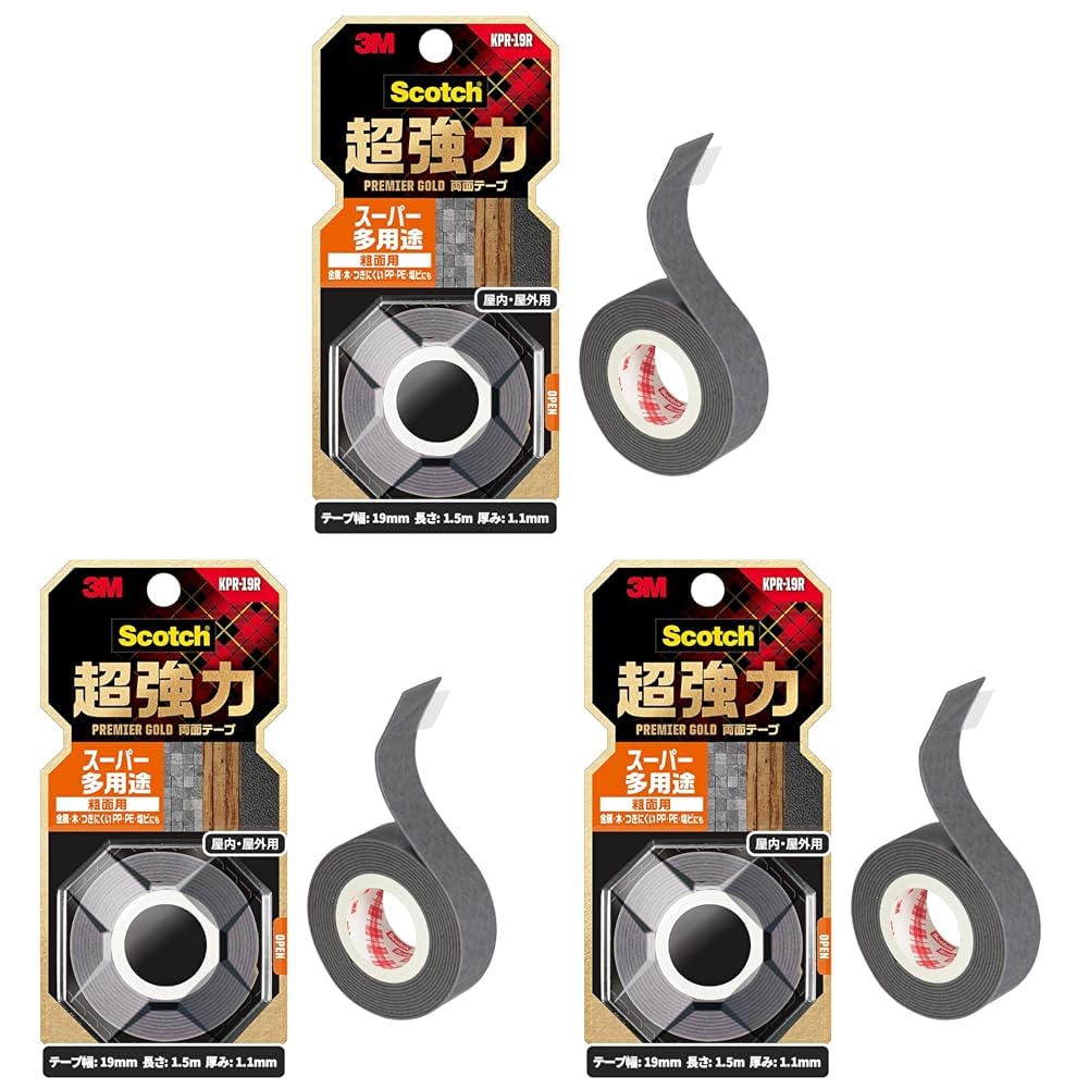 3M 스카치 프리미어골드 초강력 양면테이프 거친표면용 KPR-19R 19mm 1.5m 소