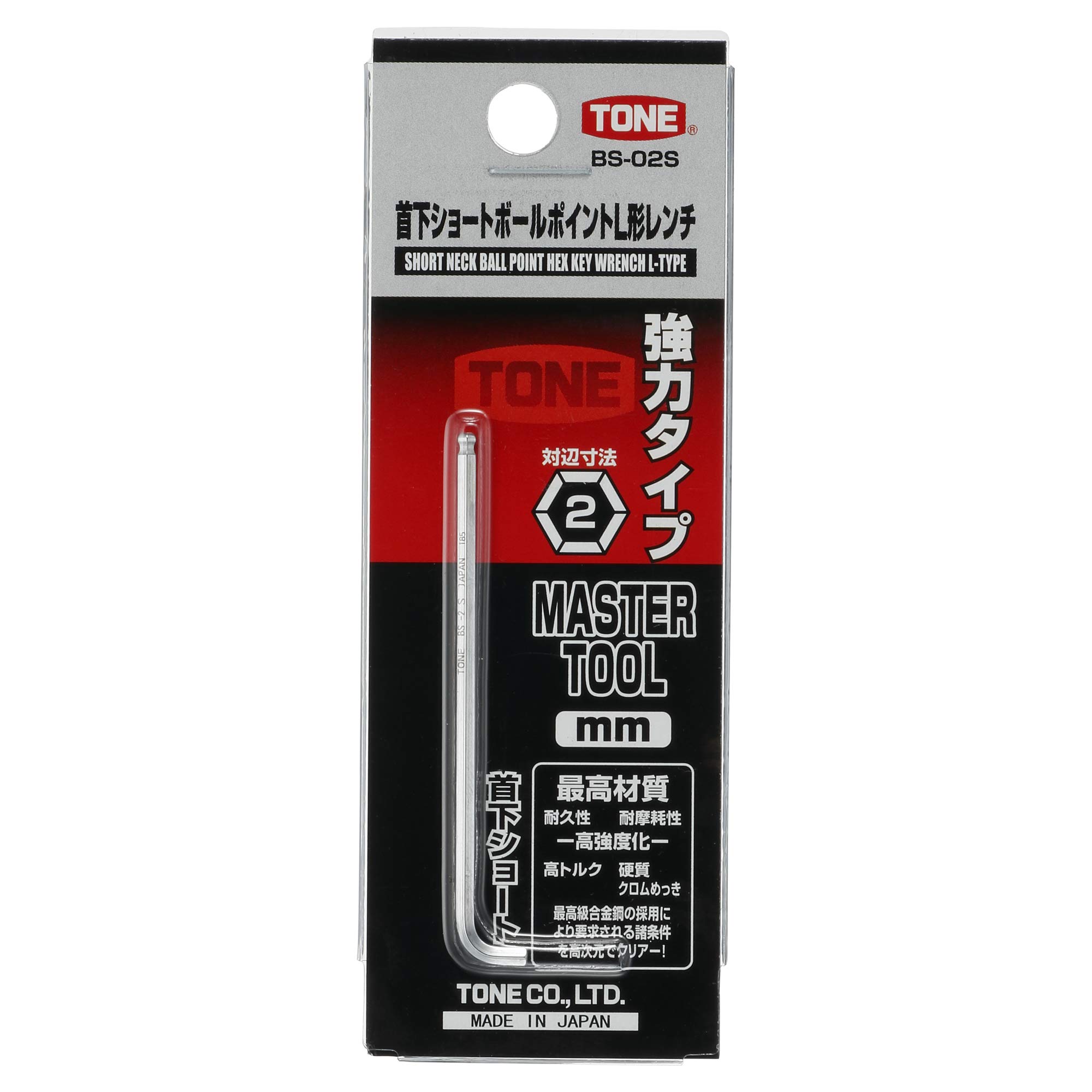 토네 볼포인트 숏 L형 육각렌치 BS-02S 2mm 이미지 3