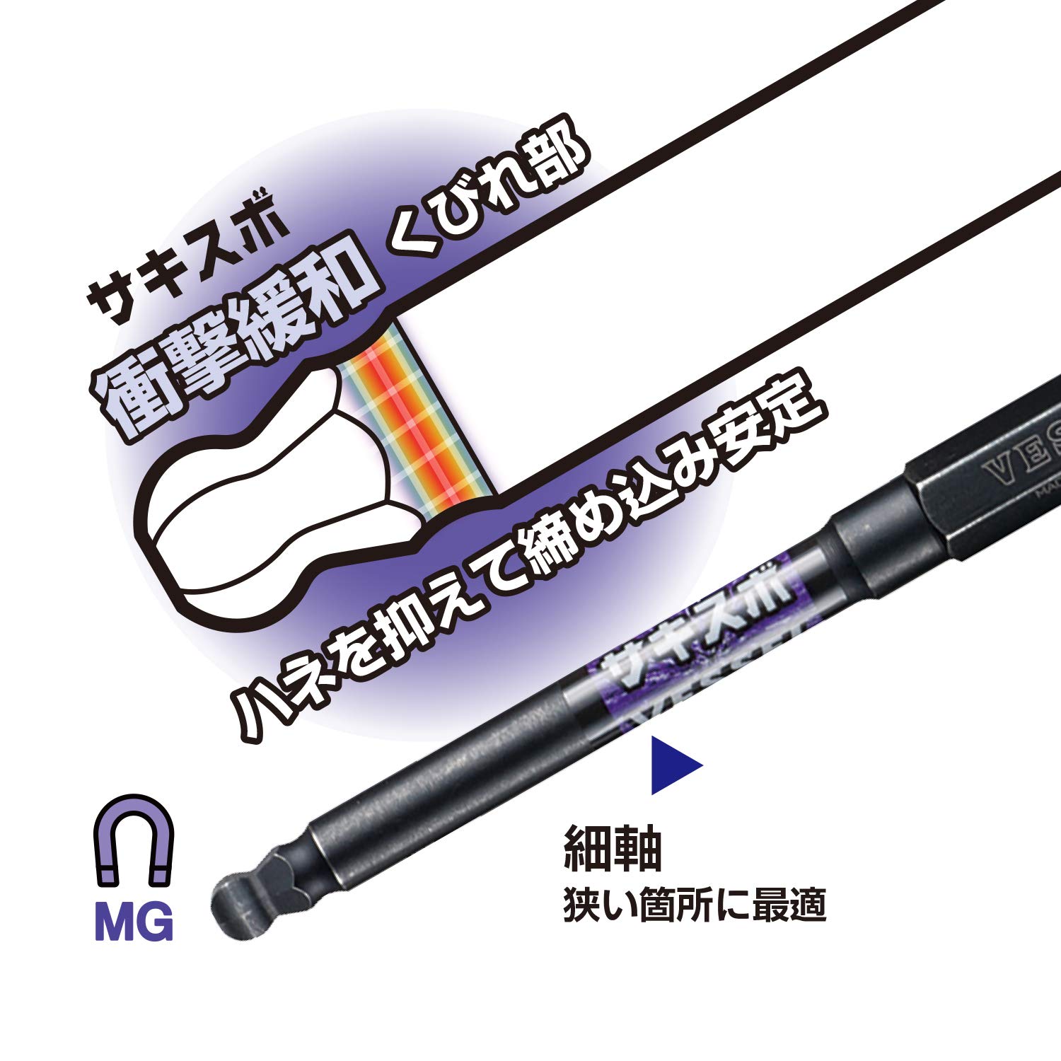 베셀 SS16BP-6PSA 6종 볼포인트 육각 렌치 비트 세트 홀더포함 이미지 4
