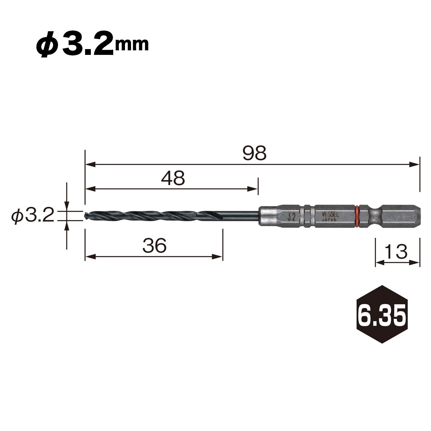 베셀 쿠션 드릴 철공용 드릴 비트 3.2mm AMD-3.2 이미지 2