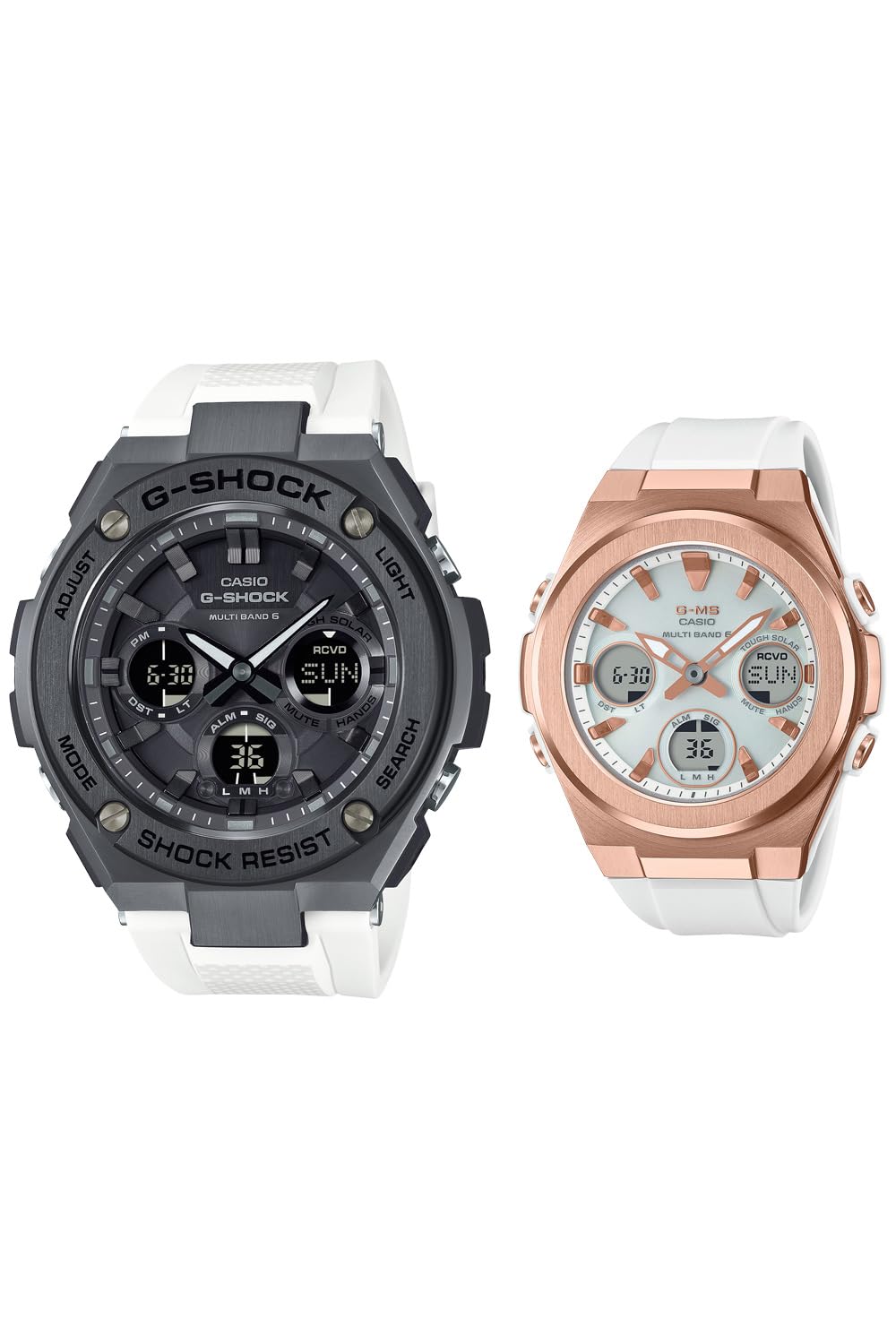 카시오 지샥 G-STEEL 화이트 G-SHOCK 레귤러 사이즈 화이트 핑크