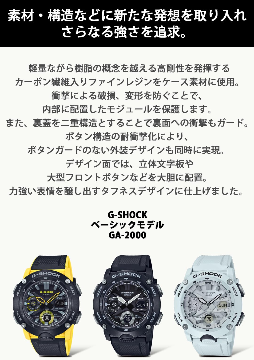 카시오 지샥 카본코어가드 GA-2000S-1AJF 블랙 손목시계 이미지 5