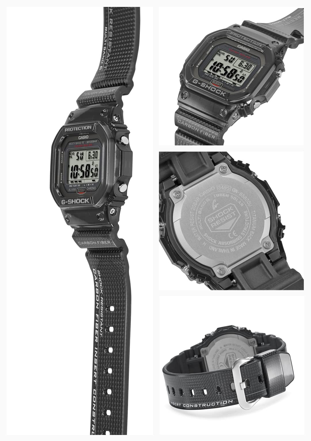 카시오 지샥 5600 시리즈 G-SHOCK 단품 카본 파이버 인서트 블랙 이미지 2