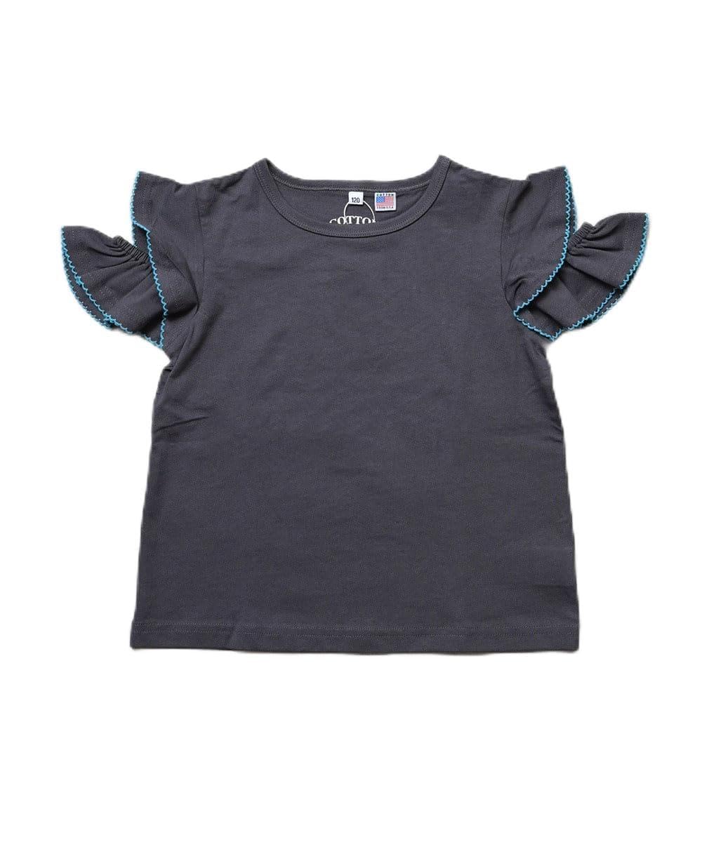 마키즈 COTTON from U.S.A 홀 숄더 프릴 티셔츠 B70 차콜 95