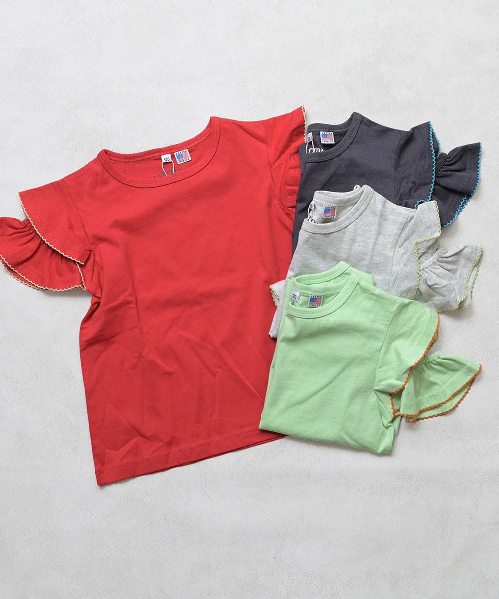 마키즈 COTTON from U.S.A 홀 숄더 프릴 티셔츠 B70 차콜 95 이미지 2
