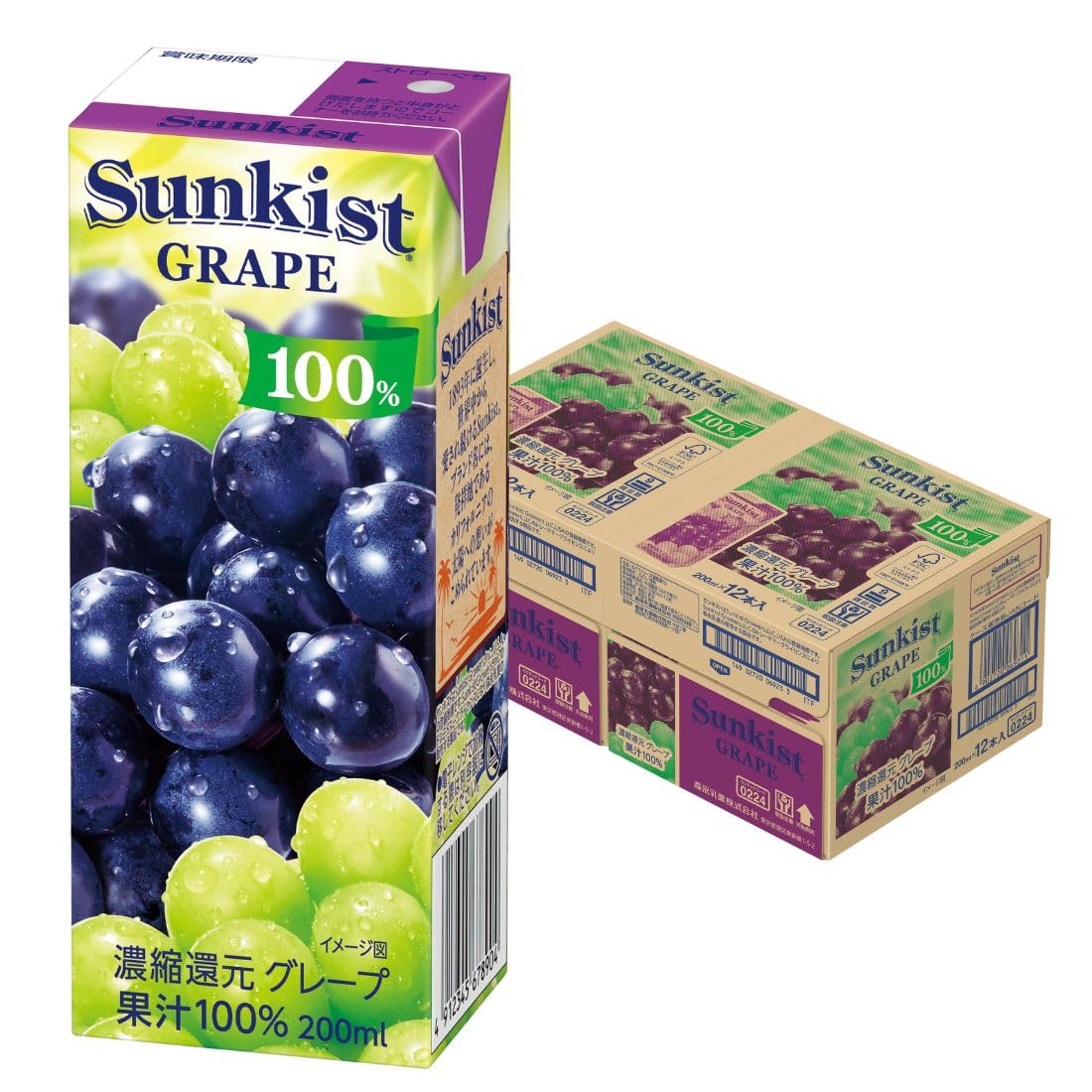 모리나가 썬키스트 100% 포도 주스 200ml 24팩