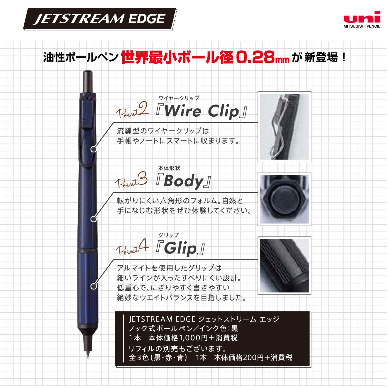 미쓰비시 연필 제트스트림 엣지 SXR20328.33 0.28mm 볼펜 블루 0.28mm 이미지 5