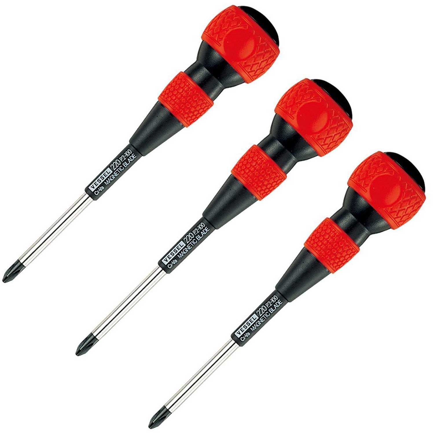 베셀 볼그립 드라이버 No.220 십자 2x100mm 3개입