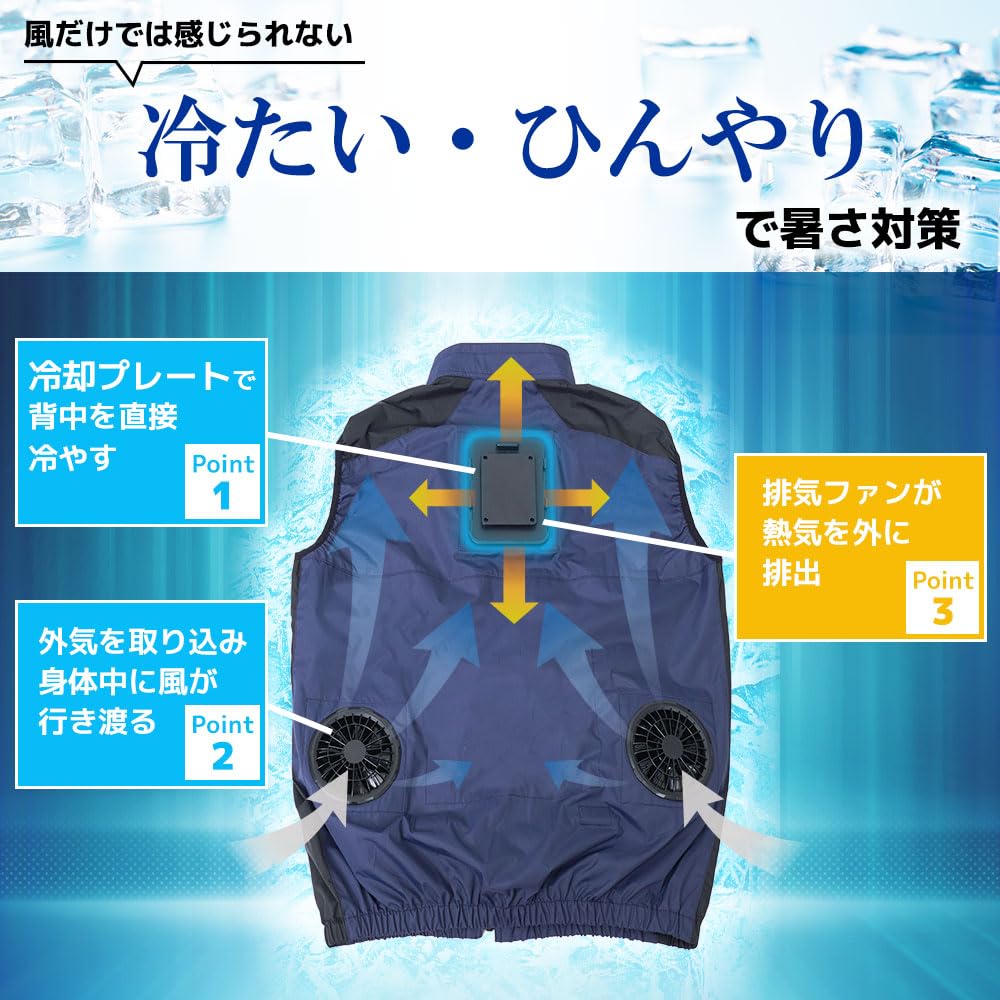 산코 냉장복4 TKCV25S 쿨링 조끼 3L 네이비 이미지 5