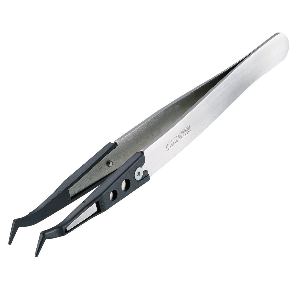 호잔 ESD 칩 핀셋 P-642-S 1mm 끝굽은형 핀셋 전용 선단폭:1.0mm 끝 굽은형 이미지 1