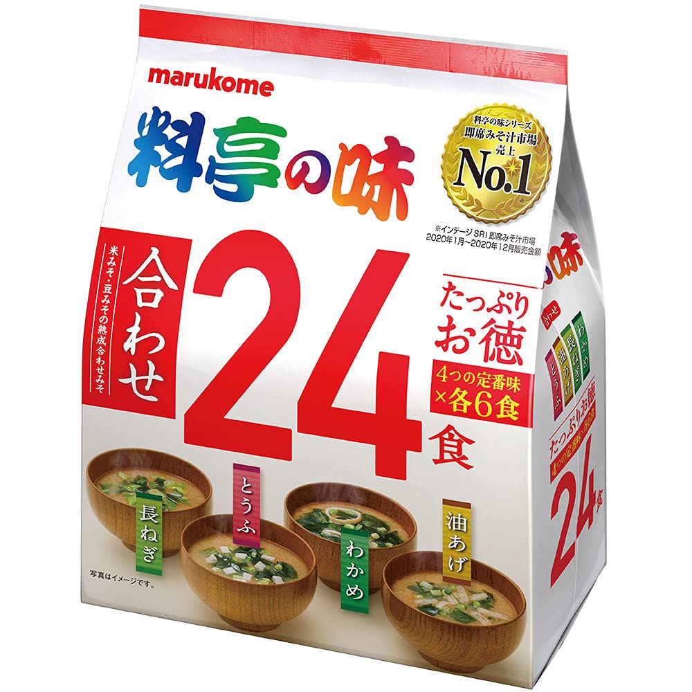 마루코메 료테이노아지 4종 모둠 즉석 미소된장국 대용량 24식 (x 6)
