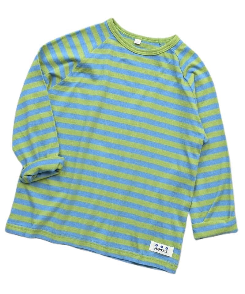 마키즈 선염 보더 긴팔 티셔츠 라이트그린BD 80