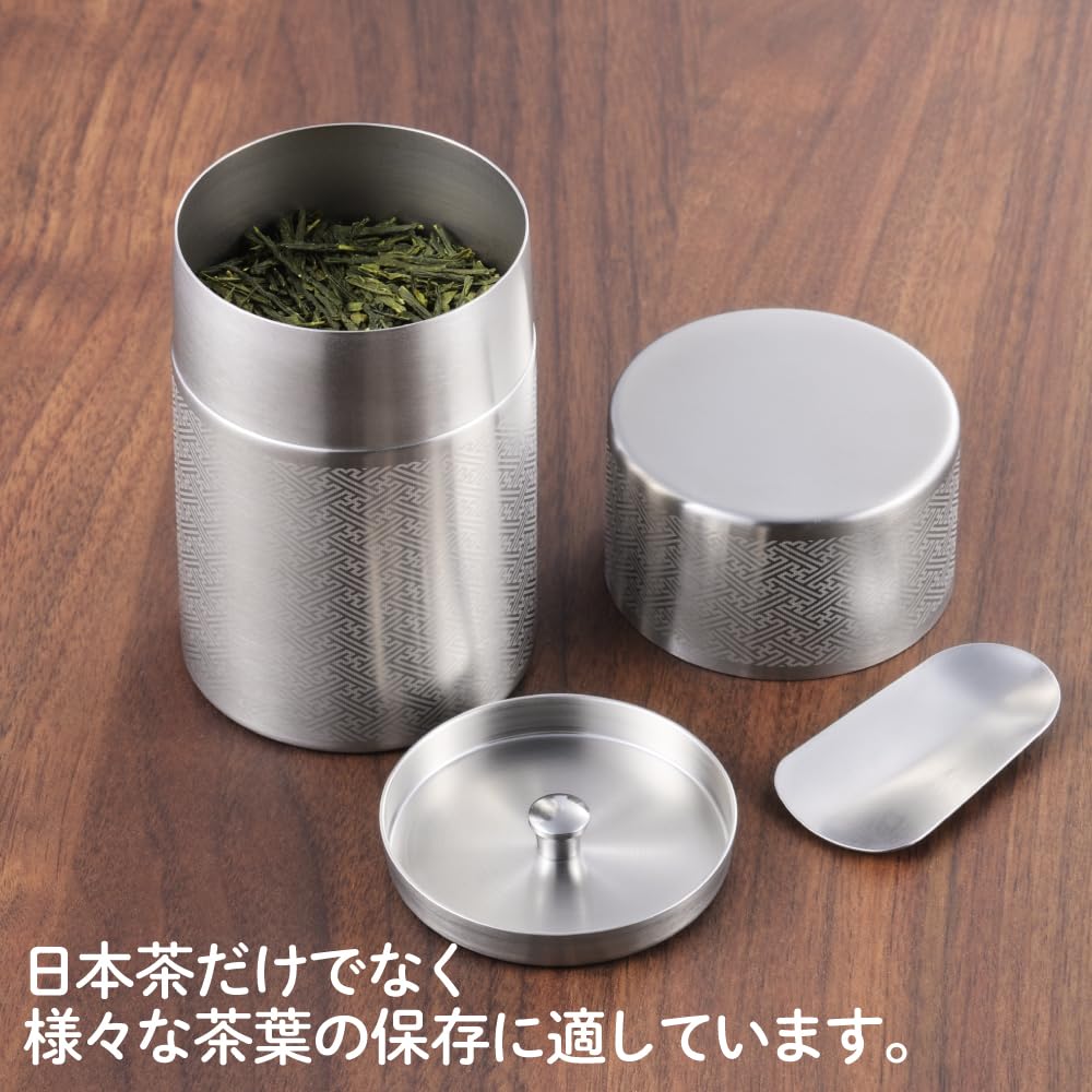 요시카와 고기 스테인리스 차통 YJ3616 400ml 차 숟가락 목함 세트 이미지 4