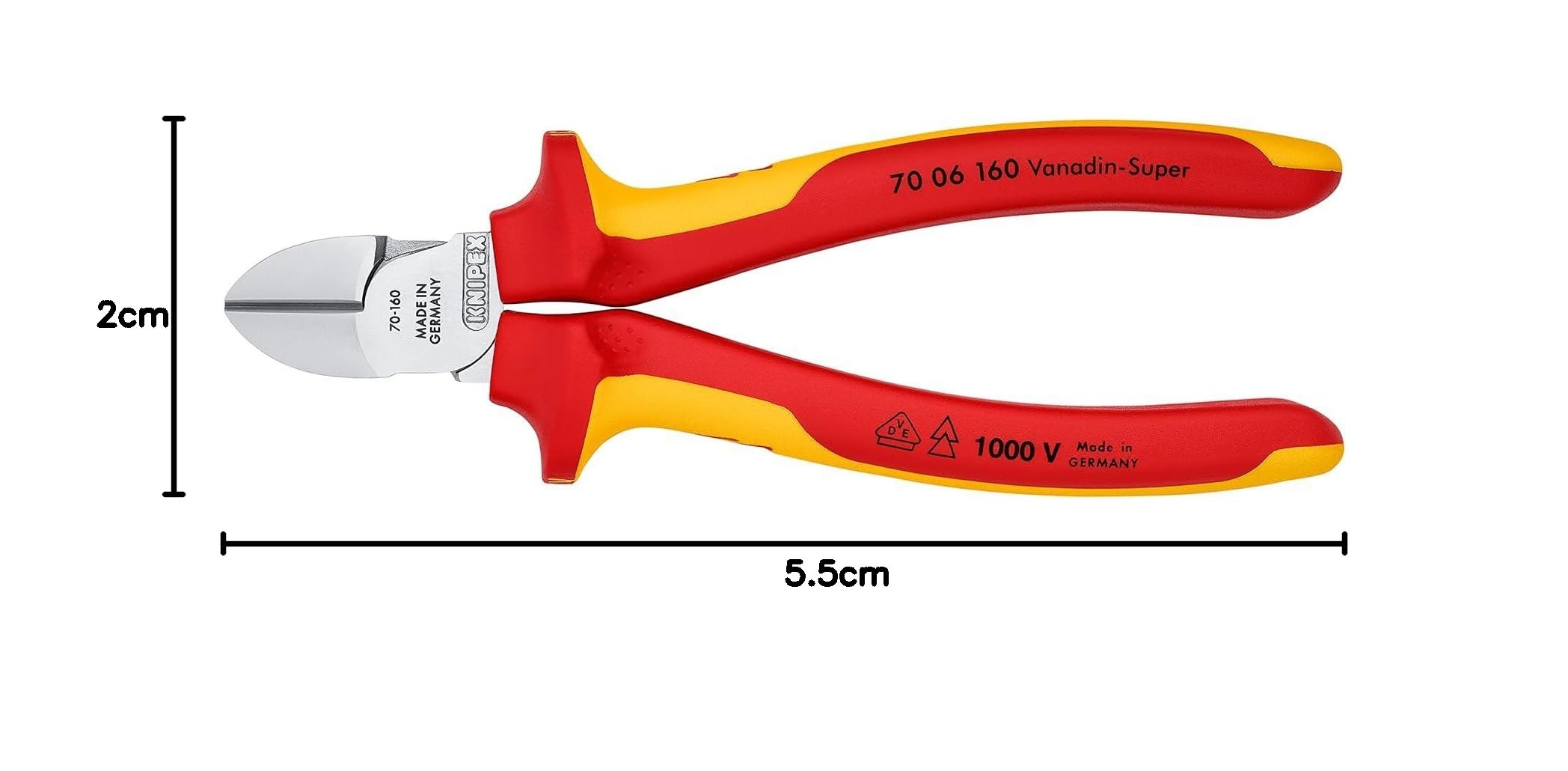 크니펙스 7006160 160mm 사선 니퍼 1000V 절연 핸들 160mm 크롬 이미지 8