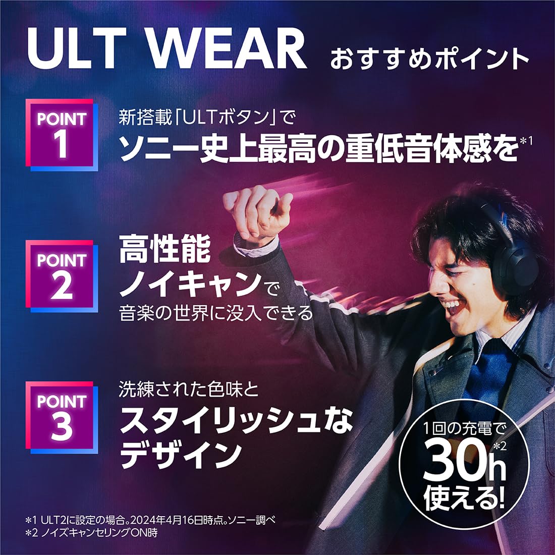 소니 ULT WEAR WH-ULT900N 블랙 무선 노이즈캔슬링 헤드폰 이미지 2