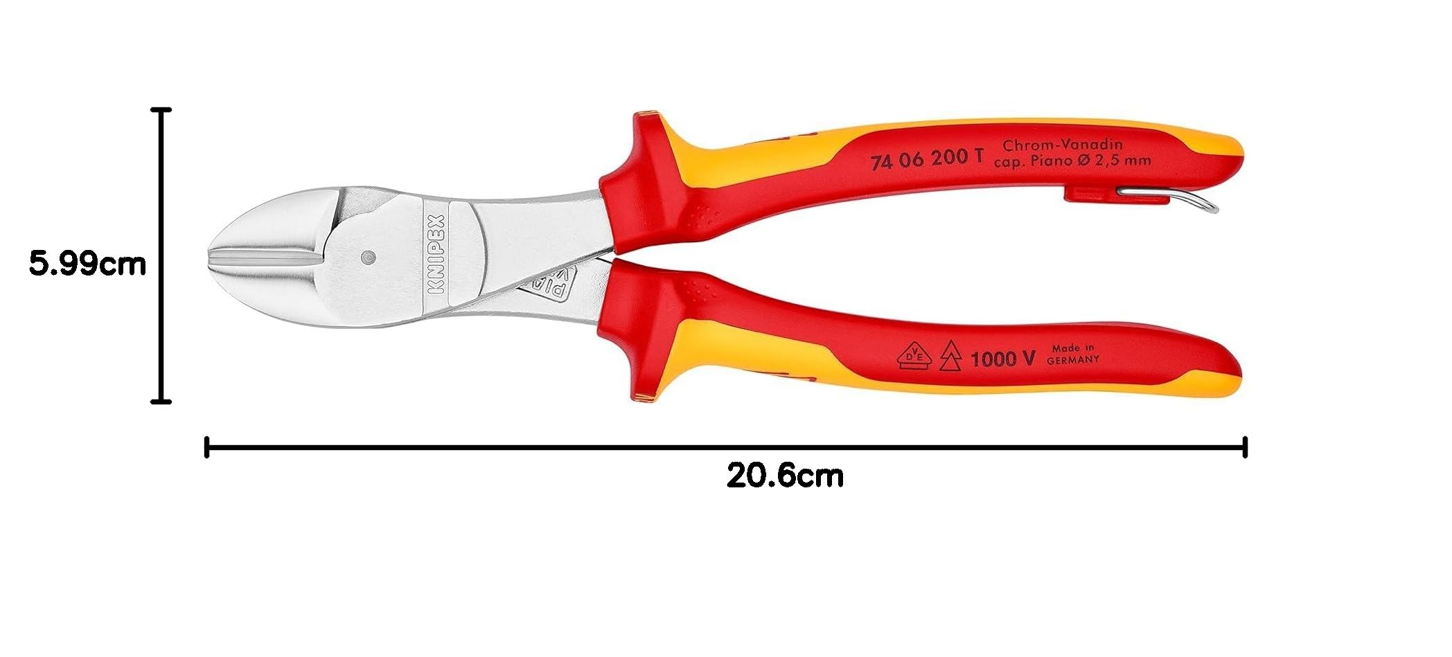크니펙스 7406-200TBK 200mm 절연 강력 니퍼 낙하방지 이미지 3