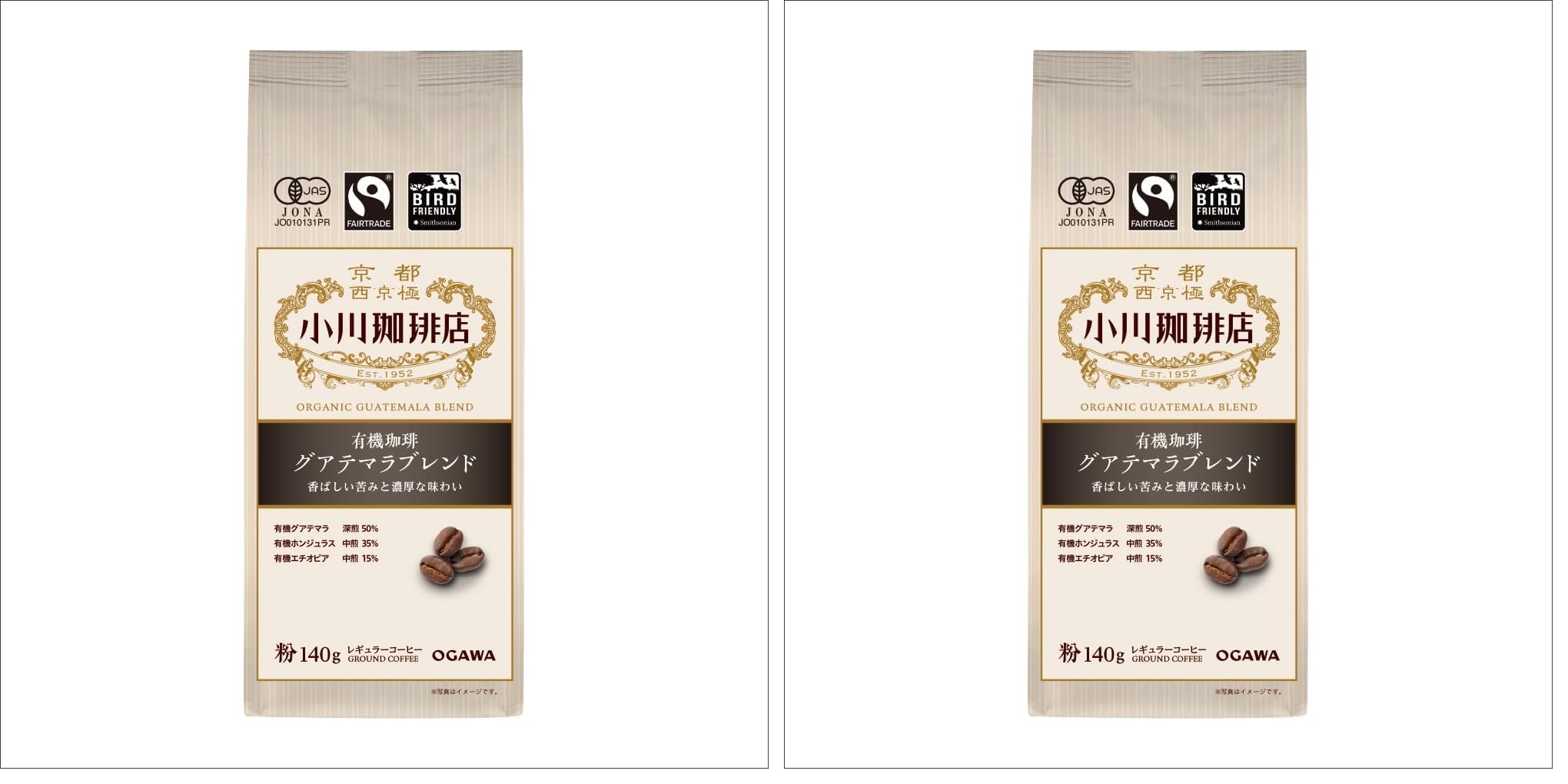 오가와커피 유기농 과테말라 블렌드 분쇄 원두 140g Pack of 소