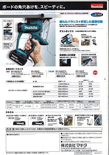 마키타 SD140DZ 14.4V 충전식 석고보드 커터 본체만 이미지 2