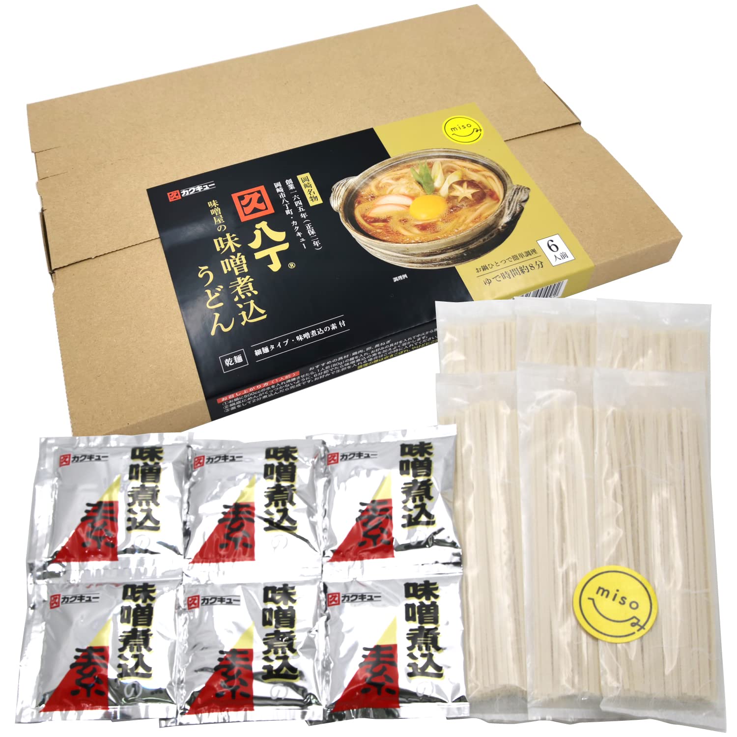 카쿠큐 오리지널 오카자키 명물 미소니코미 우동 6인분 건면