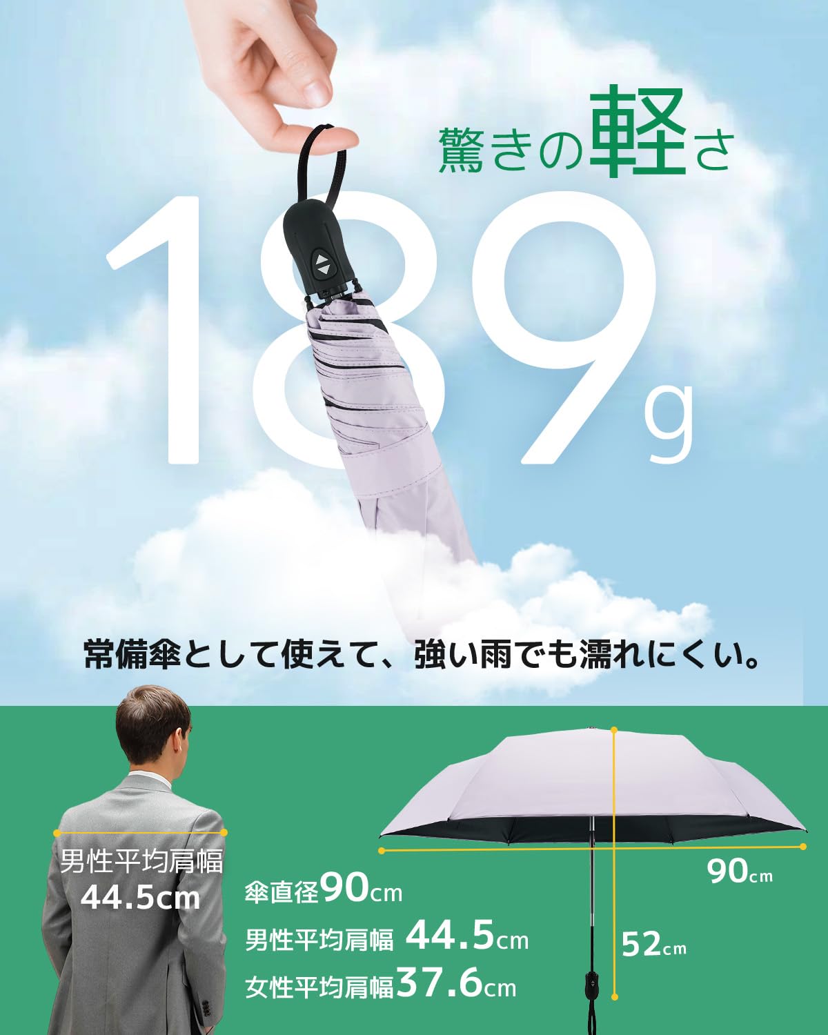 콘치와 Ultra AIR 189g-199g 완전차광 자동 접이식 양우산 퍼플 이미지 8