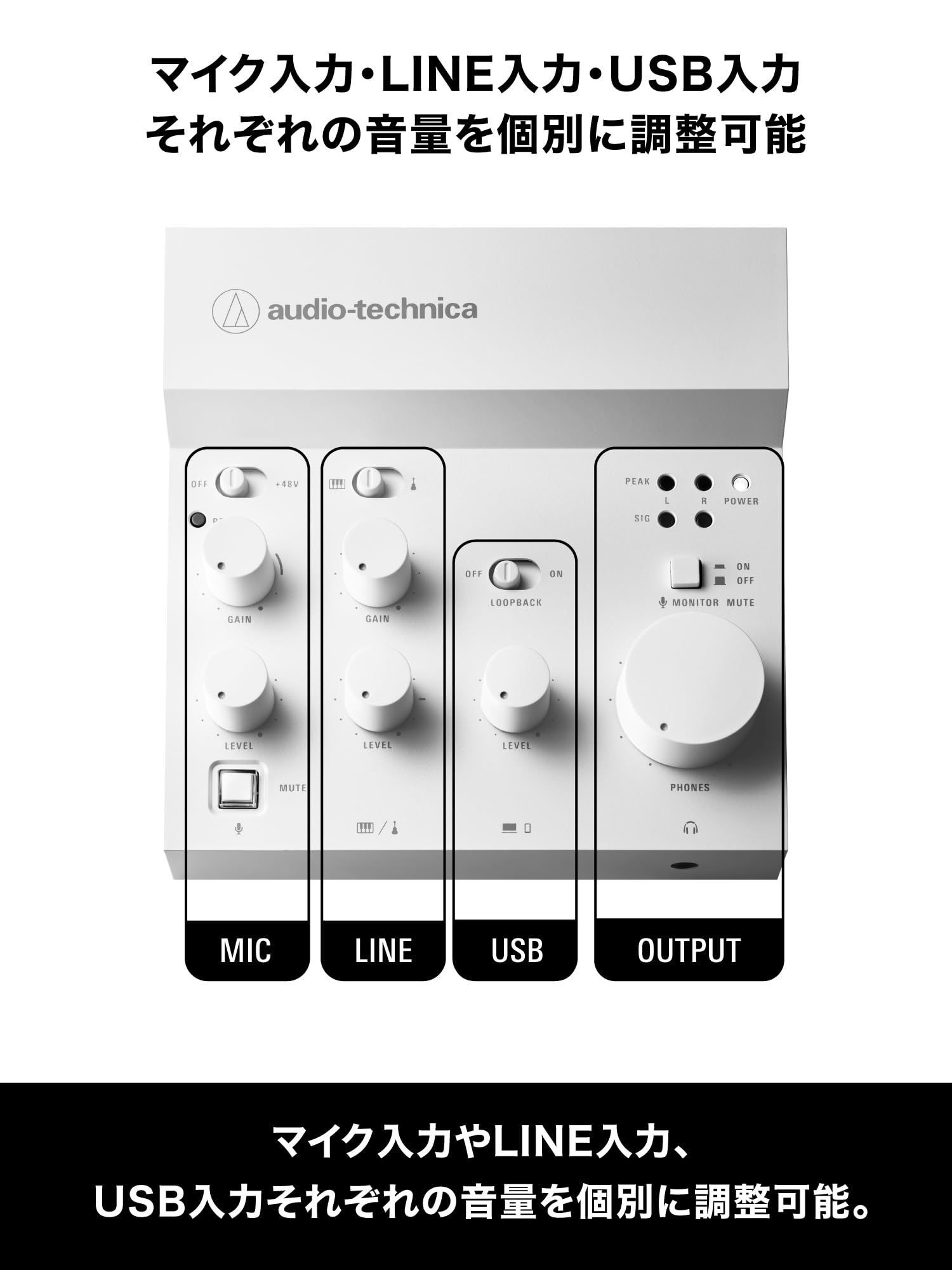 오디오테크니카 AT-UMX3 화이트 USB 오디오인터페이스 방송용 믹서 이미지 6