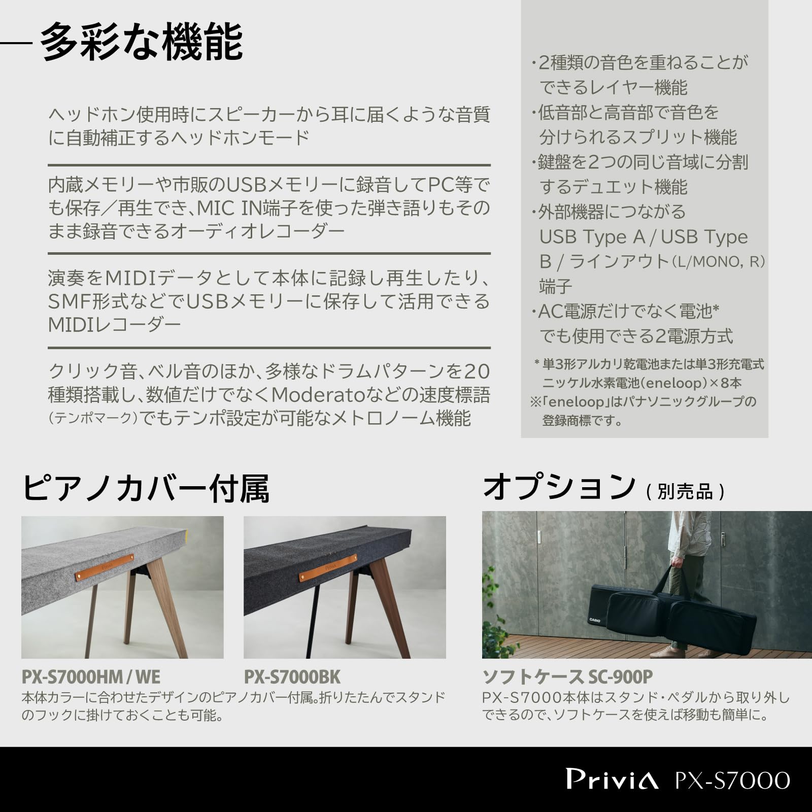 카시오 프리비아 PX-S7000WE 88건반 디지털 피아노 스마트 하이브리드 화이트 모던 이미지 7