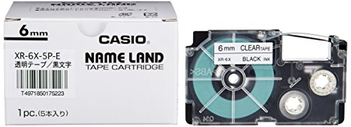 카시오 네임랜드 투명 검정글씨 XR-6X-5P-E 6mm 라벨테이프 5개입 이미지 2