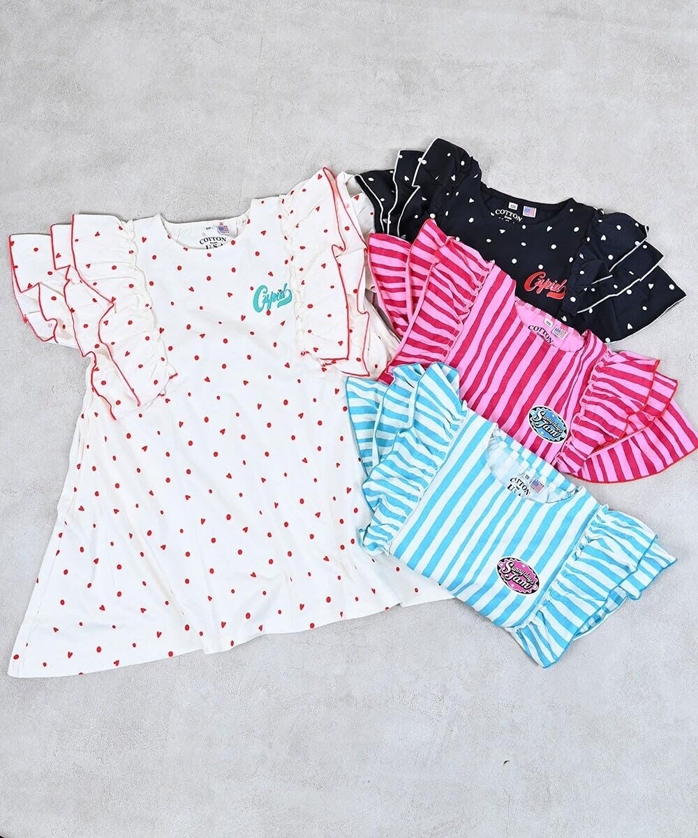 마키즈 COTTON from U.S.A 프릴 숄더 원피스 B08 화이트 도트 120 이미지 2