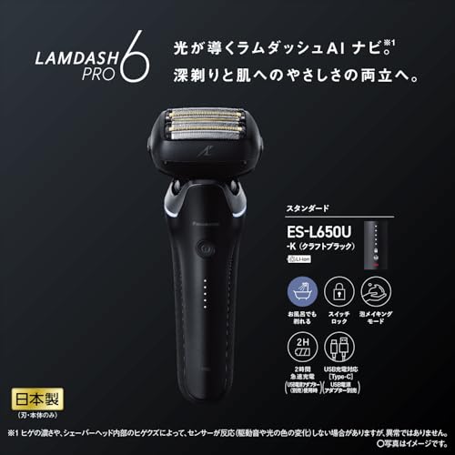 파나소닉 람다쉬 PRO 크래프트블랙 ES-L650U-K 6중날 전기면도기 USB충전 이미지 11