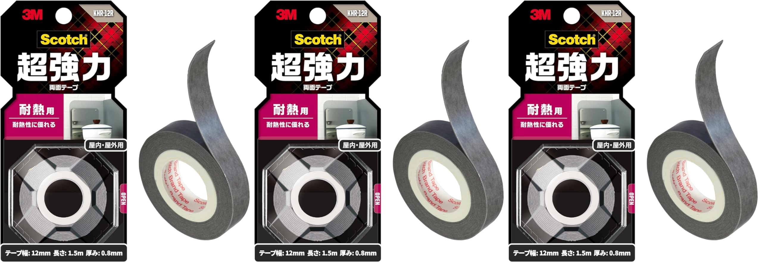 3M 스카치 내열용 양면테이프 KHR-12R 2. 내열용 폭12mm 길이1500mm 3권