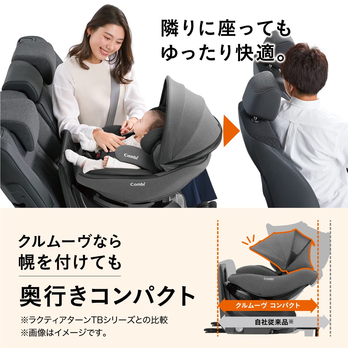 콤비 크루무브 컴팩트 R129 에그쇼크 JQ 회전형 카시트 이미지 4