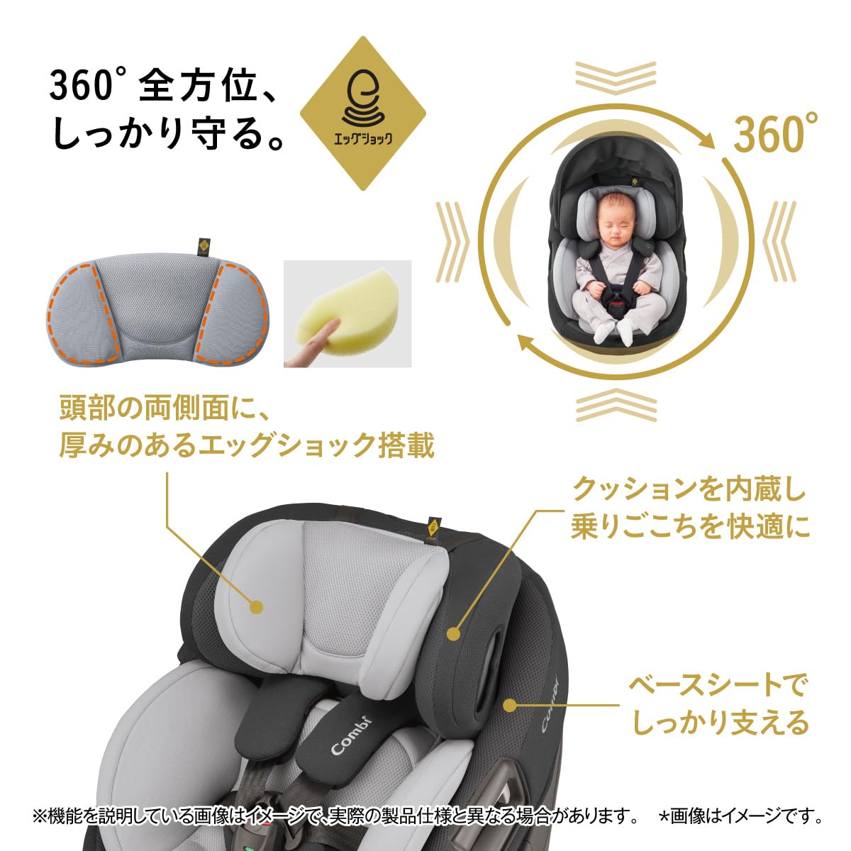 콤비 더에스 ISOFIX ZC-720 그레이 회전형 카시트 신생아용 단품 이미지 8