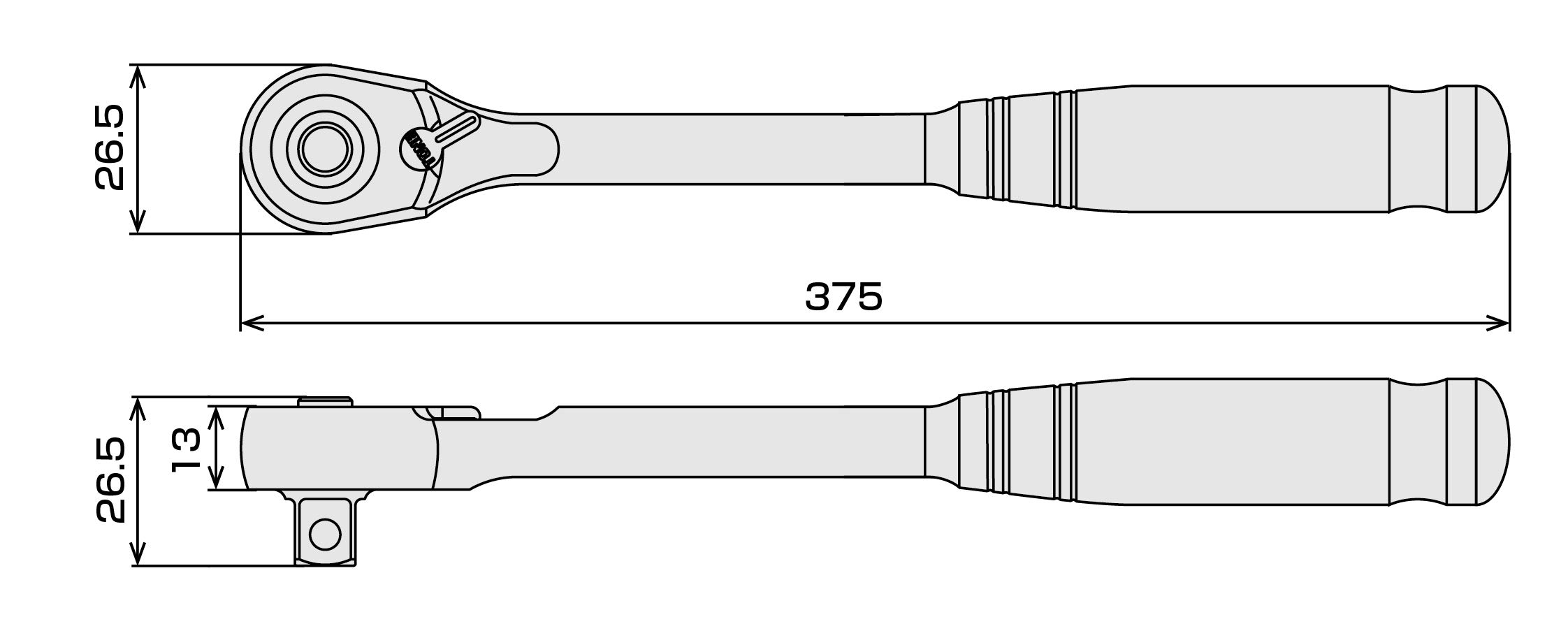 토네 롱 중공 라쳇핸들 RH3HWL 9.5mm 홀드타입 이미지 5