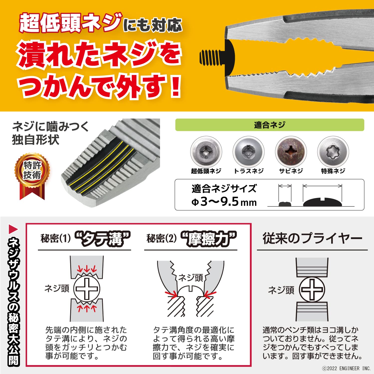 엔지니어 나사자우루스 GTV PZ-77 3-9.5mm 나사 제거 플라이어 이미지 4