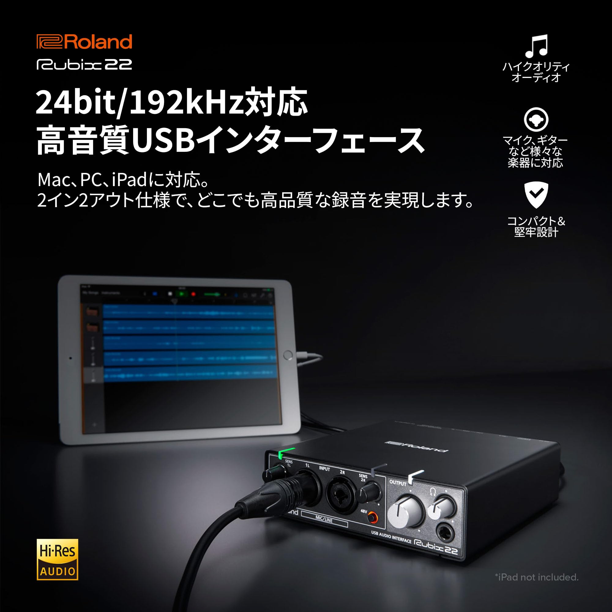롤랜드 Rubix22 USB 오디오 인터페이스 24비트/192kHz 이미지 2