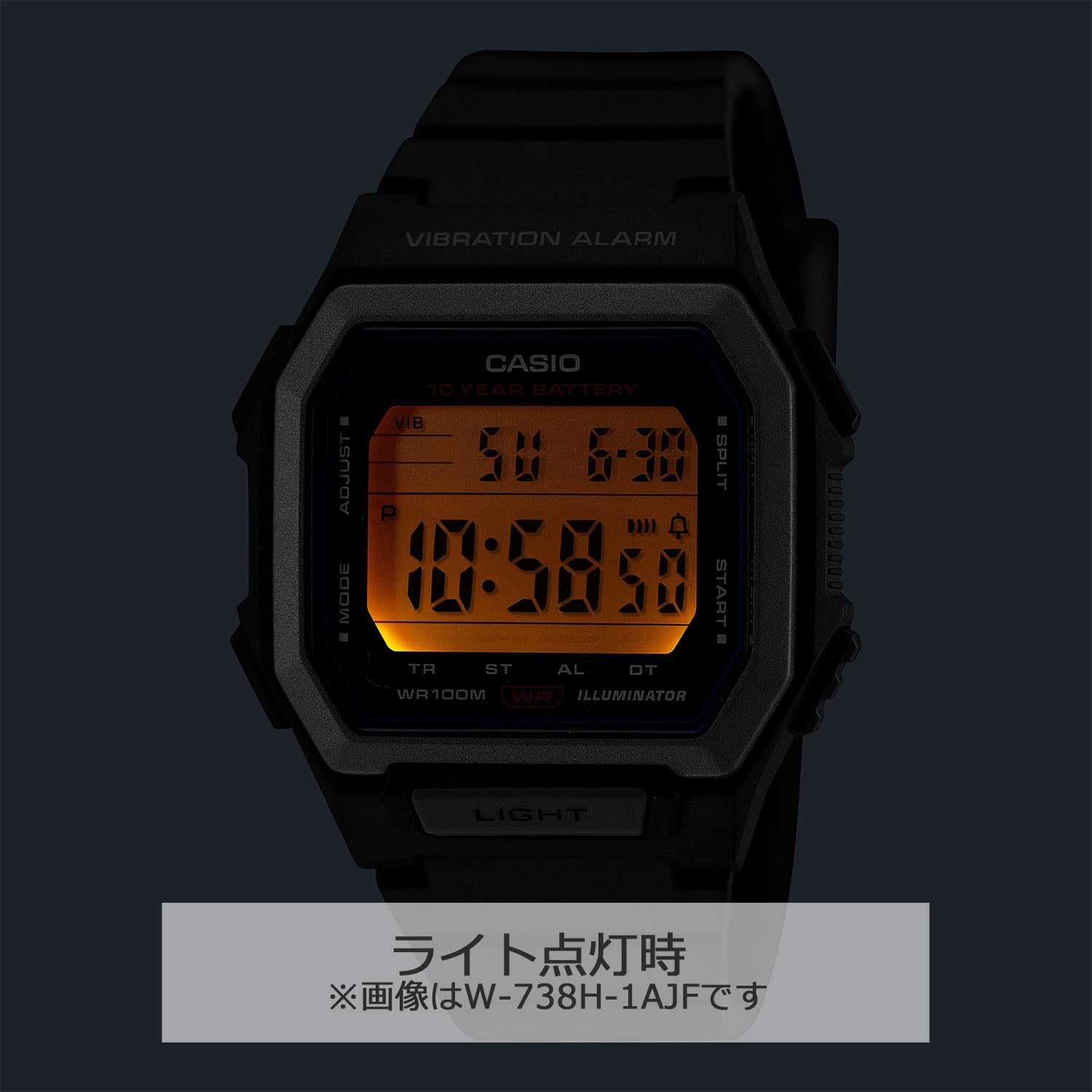 카시오 컬렉션 W-738H-3AJF 디지털 손목시계 이미지 3