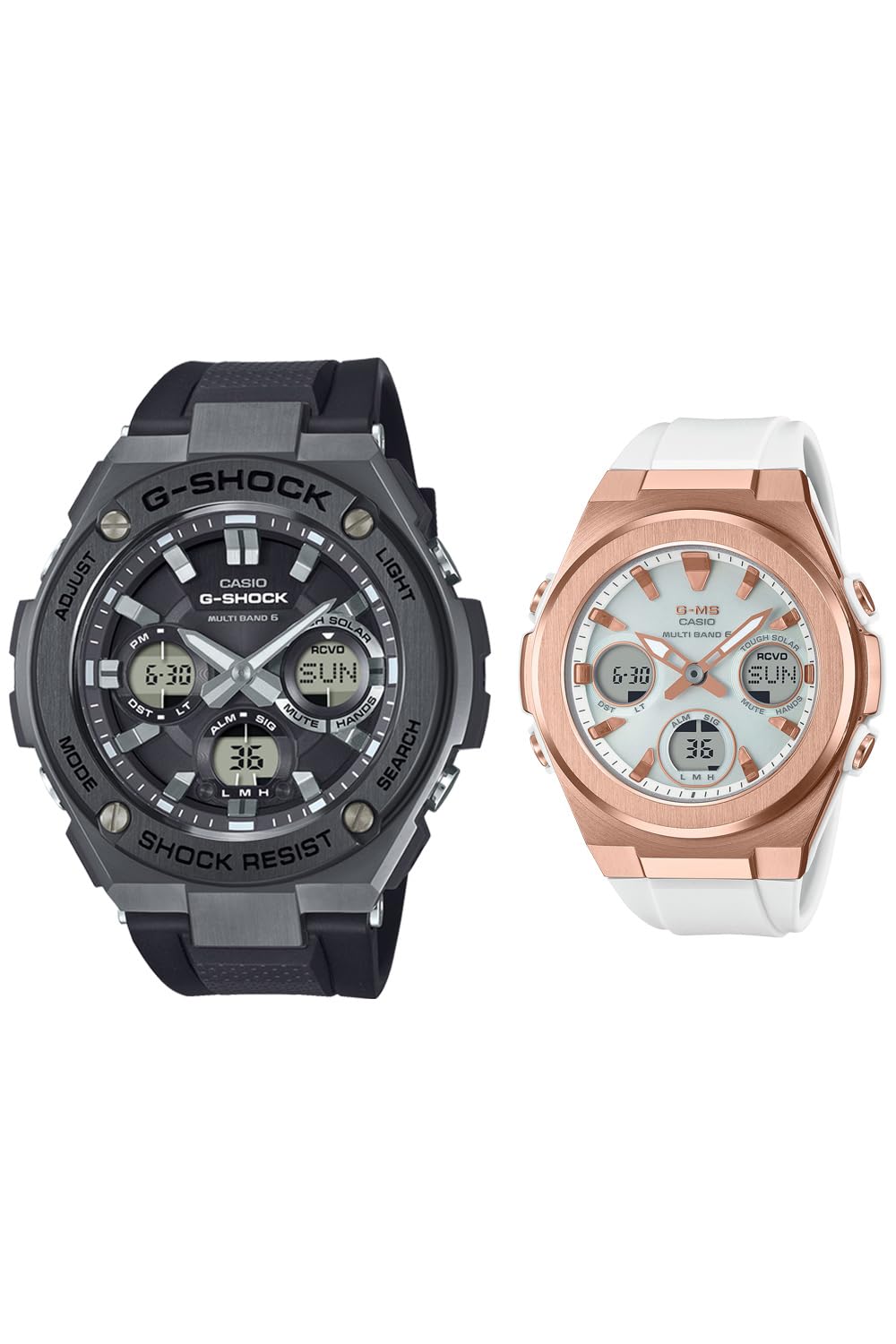 카시오 지샥 G-STEEL 블랙 화이트 G-SHOCK 레귤러 사이즈 블랙 화이트 핑크