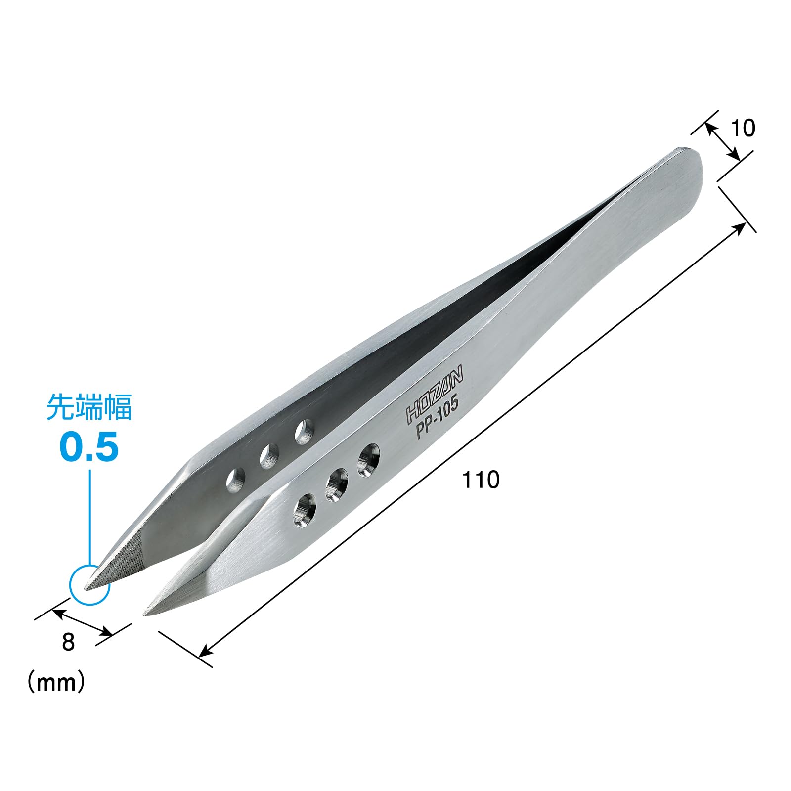 호잔 강력형 쇼트 핀셋 PP-105 110mm 핀셋 단품 선단폭:0.5mm 숏 노즈 이미지 7
