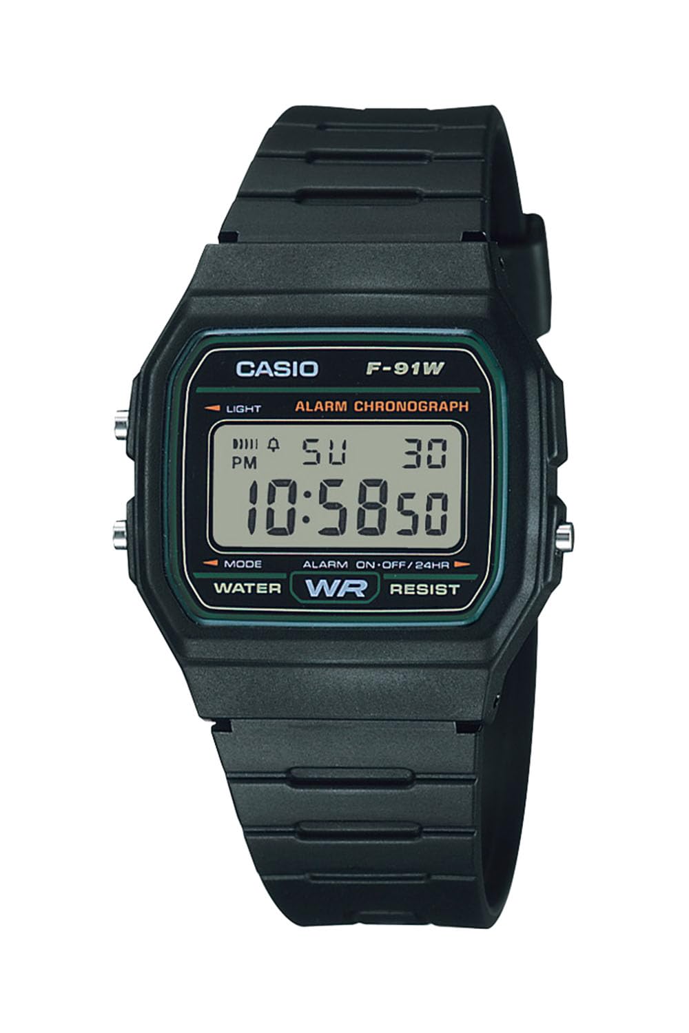 카시오 컬렉션 F-91W-3JH 디지털 손목시계 블랙 그린 1개
