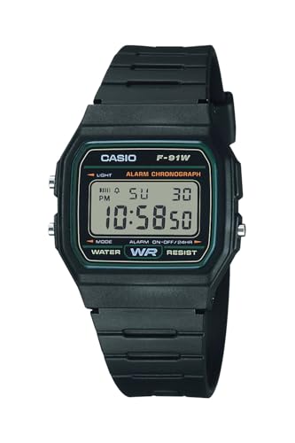 카시오 컬렉션 F-91W-3JH 디지털 손목시계 블랙 그린 1개 이미지 2