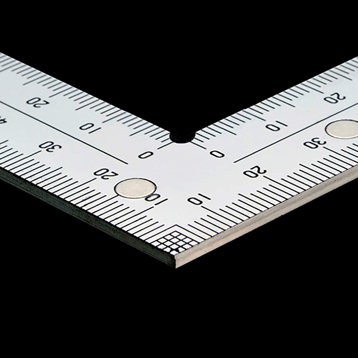 신와 직각자 두꺼운 광폭 실버 30cm 10425 양면동일눈금 8단 자석부착 이미지 4