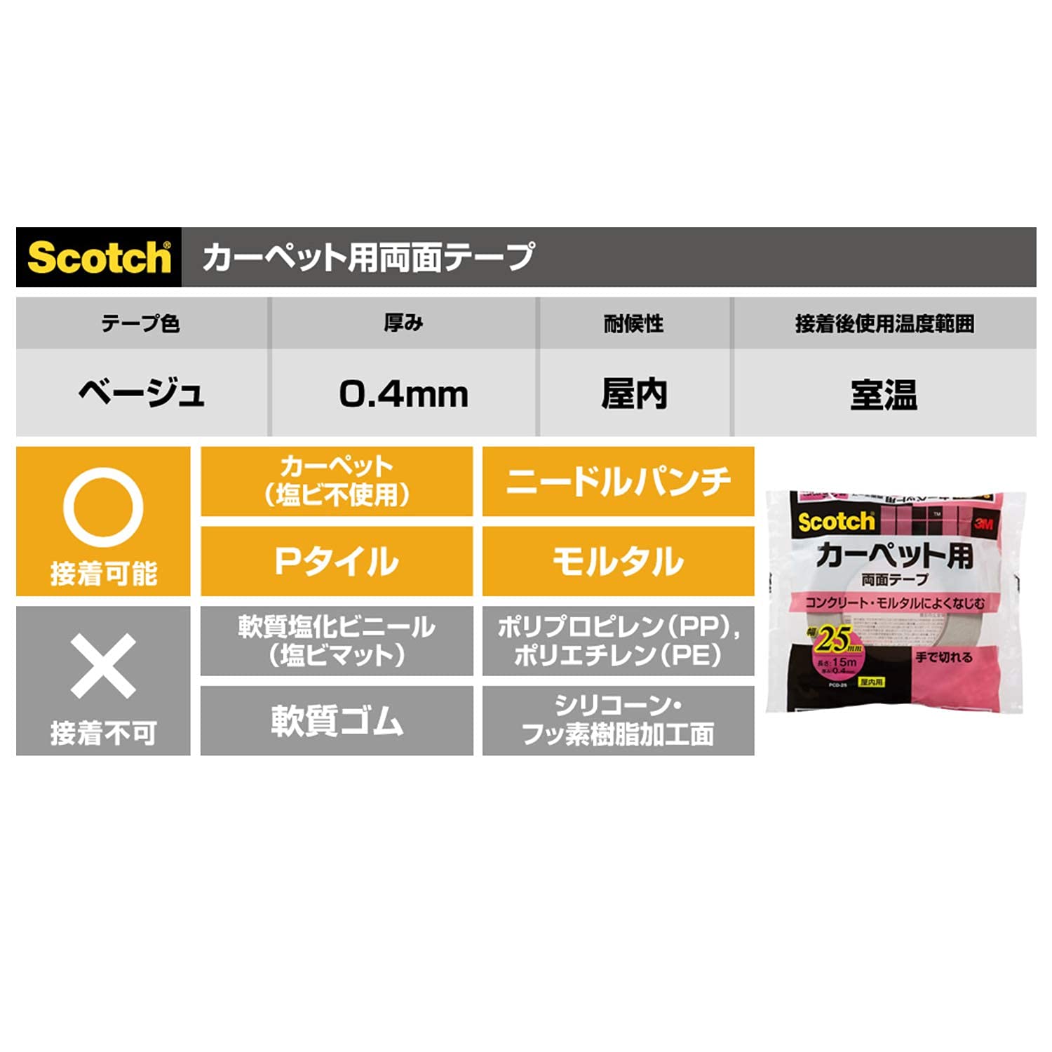 3M 스카치 카펫 매트용 양면테이프 PCD-30 30mm 15m 강력 고정 폭 30mm 이미지 5