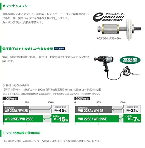 하이코키 WR22SE 100V 임팩트 렌치 620Nm 고력볼트 대응 이미지 4