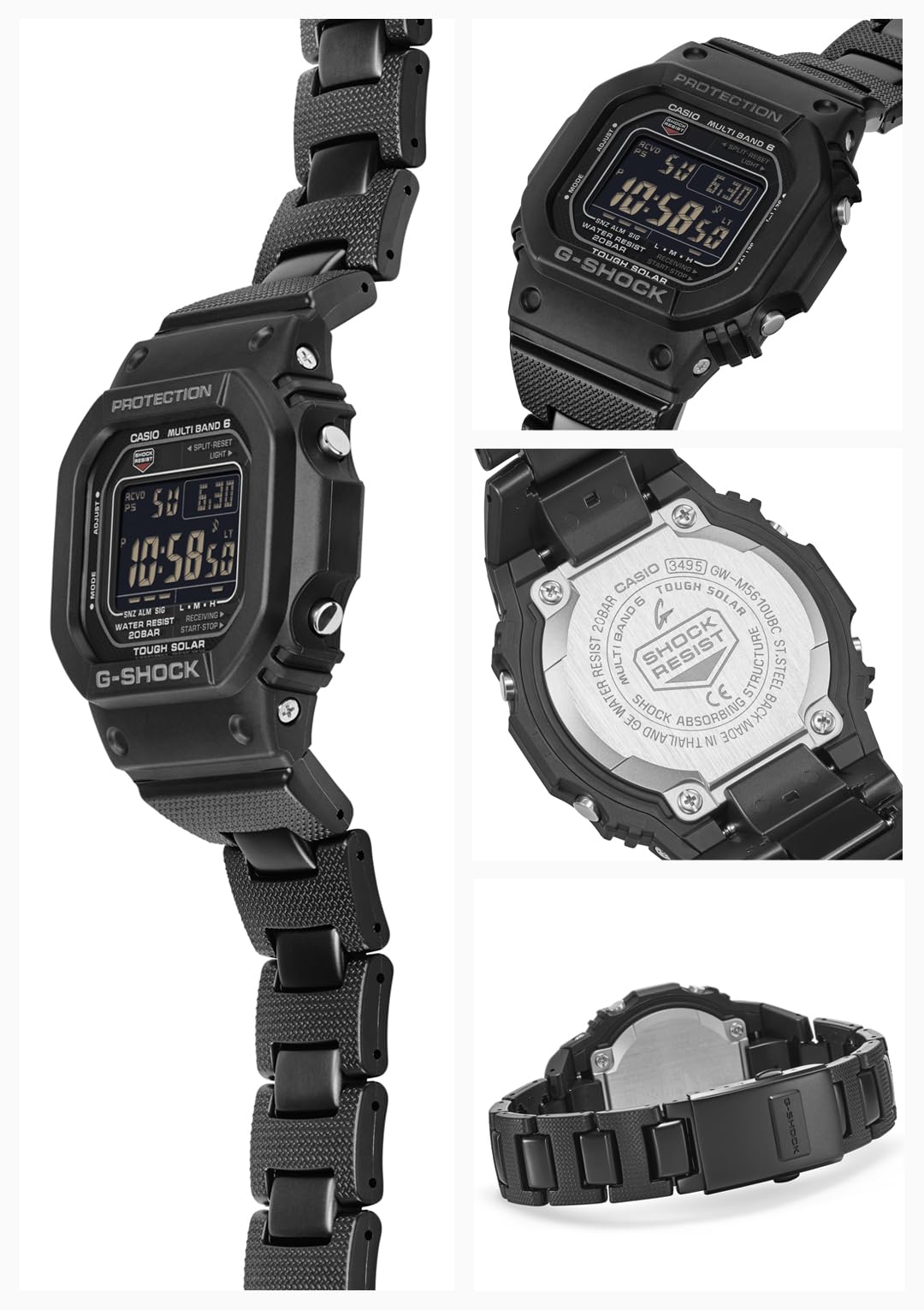 카시오 지샥 5600 스퀘어 메탈 코어 밴드 G-SHOCK 단품 메탈 코어 밴드 블랙 이미지 2