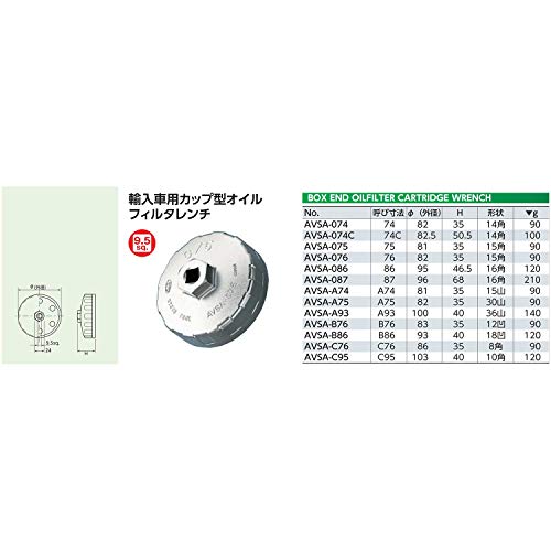KTC AVSA-A74 컵형 오일 필터 렌치 이미지 2