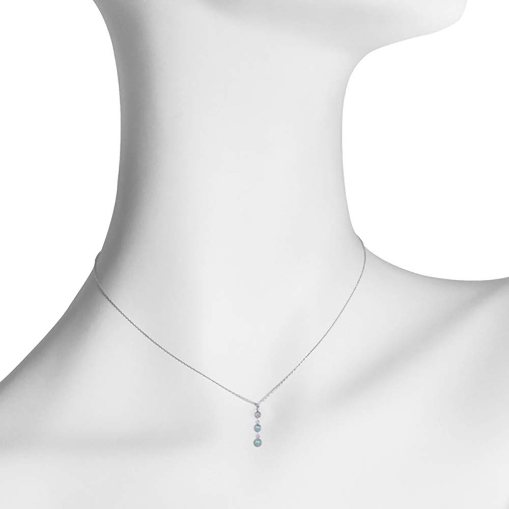 교세라 크레산베르 워터오팔 목걸이 K10 화이트골드 2mm 2스톤 10월 탄생석 이미지 5