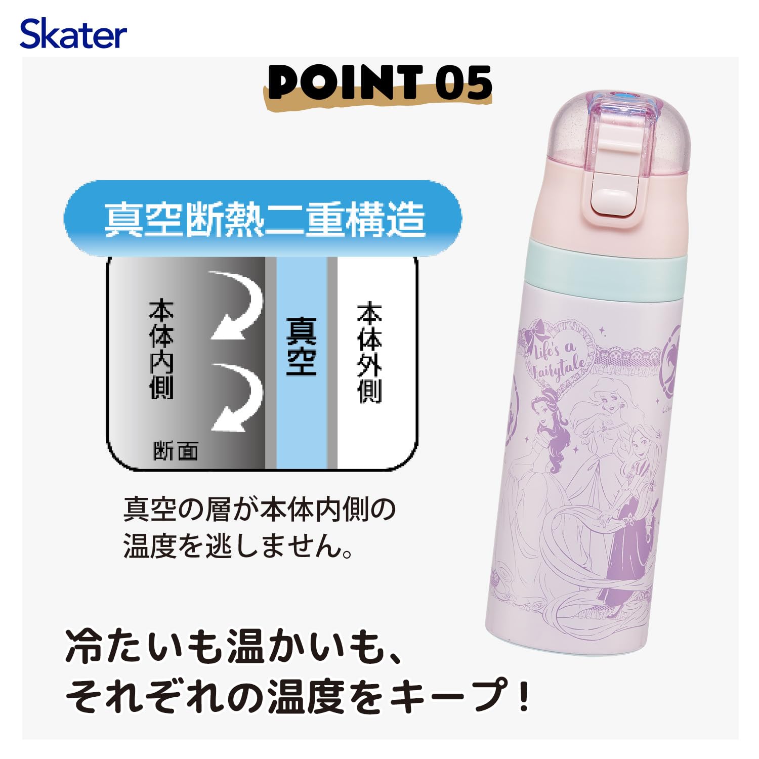 스케이터 KSDC4-A 프린세스 470ml 커버 어린이 보냉 물통 이미지 6